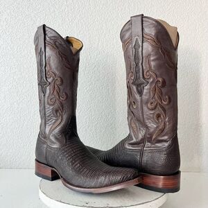 Rod Patrick Mens Cowboy Boots 11B Brown Lizard Leather Western Pointed Toe 14"